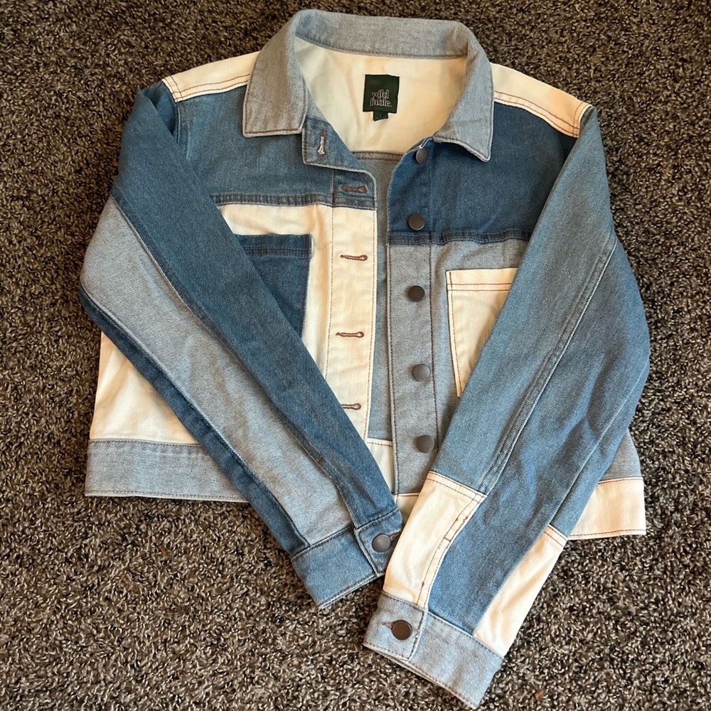 Blue & White Patchwork Denim Jacket